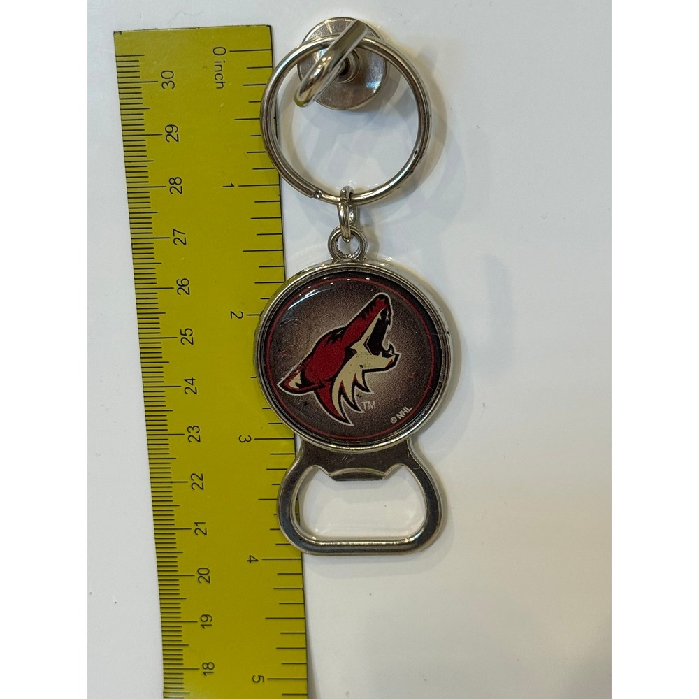 Arizona Coyotes NHL Keychain Bottle Opener Silver Tone Metal Hockey Fan Gear